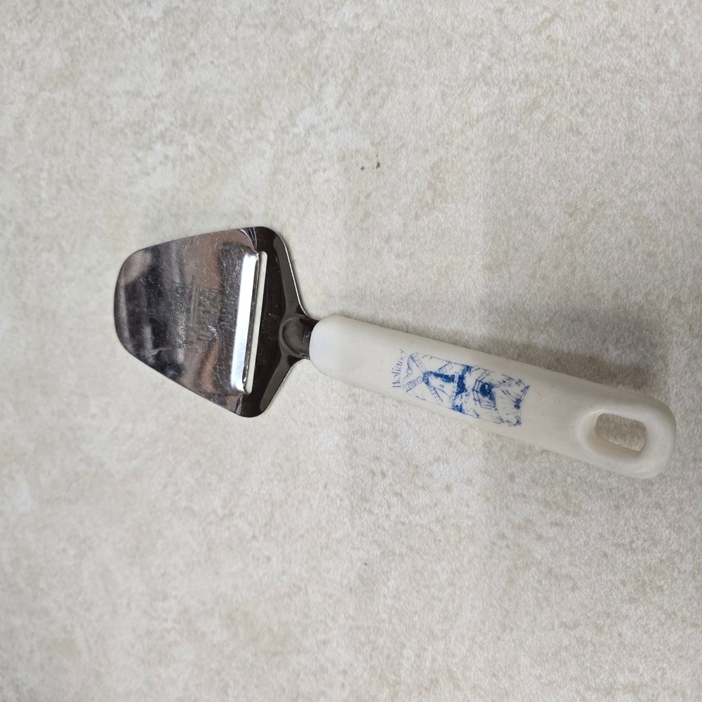 Vintage Holland Edam Cheese Slicer Plane‎ Stainless Steel Windmill Handle White
